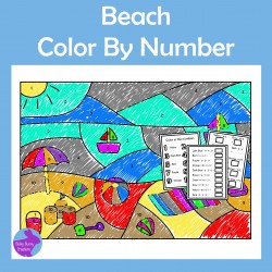 Beach Color By Number End of Year Summer Activity Count Add Subtract